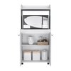 Tuhome Kira Kitchen Kart, Double Door Cabinet, One Open Shelf, Two Interior Shelves, White MLB6769